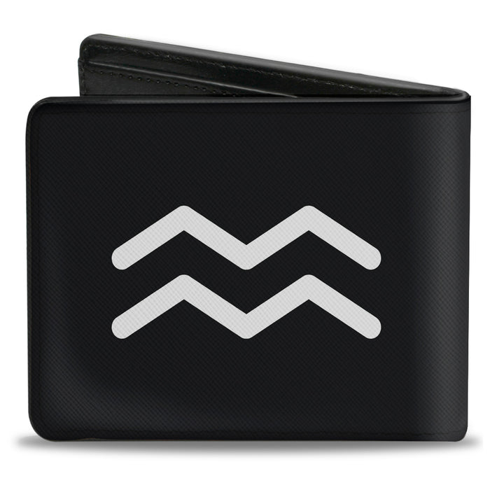 Bi-Fold Wallet - Zodiac AQUARIUS Symbol Black White Bi-Fold Wallets Buckle-Down   