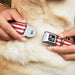 Dog Bone Seatbelt Buckle Collar - Triple Stripe White/Red Seatbelt Buckle Collars Buckle-Down   