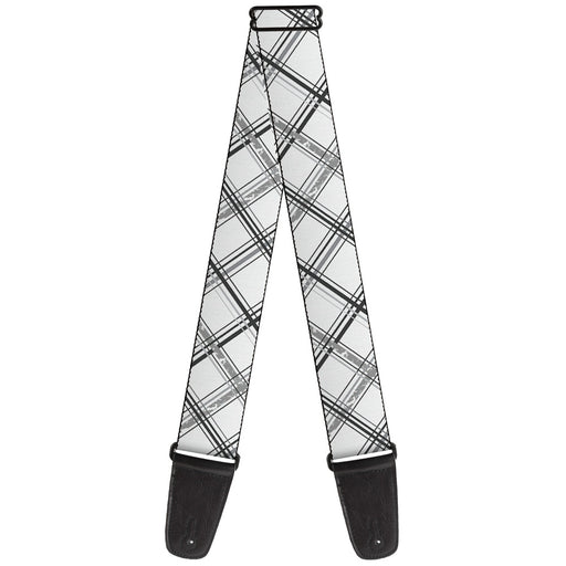 Guitar Strap - Plaid X Weathered White Gray Guitar Straps Buckle-Down   