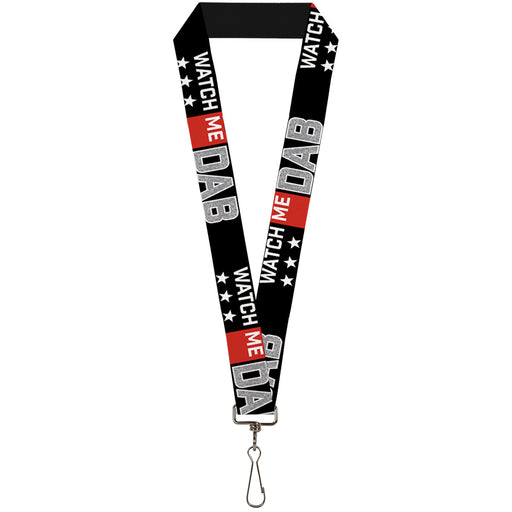 Lanyard - 1.0" - WATCH ME DAB Stars Black Red White Crackle Gray Lanyards Buckle-Down   