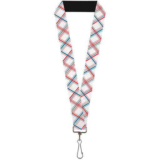 Lanyard - 1.0" - Plaid X White Red Turquoise Gray Lanyards Buckle-Down   