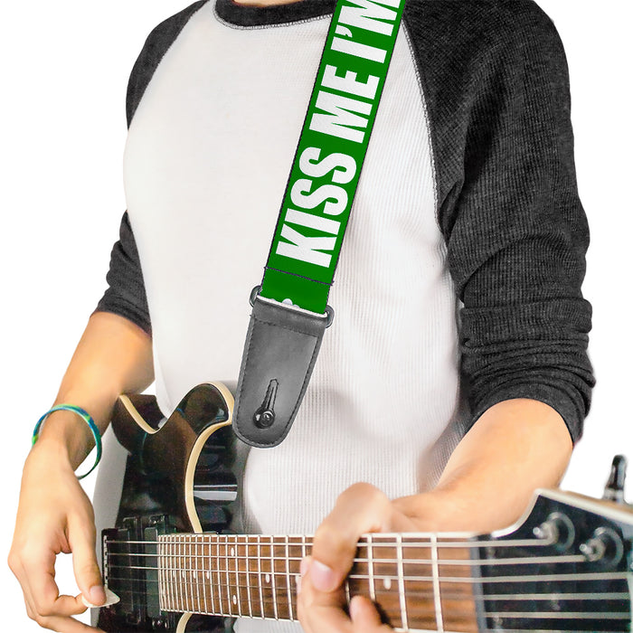 Guitar Strap - St Pat's KISS ME I'M DRUNK Shamrock Green White Guitar Straps Buckle-Down   