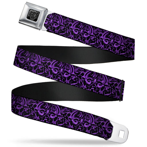 BD Wings Logo CLOSE-UP Full Color Black Silver Seatbelt Belt - Sleeve Skulls Black/Purple Webbing Seatbelt Belts Buckle-Down   