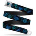 Stitch Pose Full Color Black Neon Blue Seatbelt Belt - Electric Stitch Poses Black/Neon Blue Webbing Seatbelt Belts Disney   