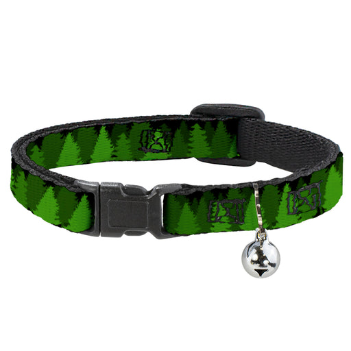 Cat Collar Breakaway - Pine Tree Silhouettes Black Greens Breakaway Cat Collars Buckle-Down   