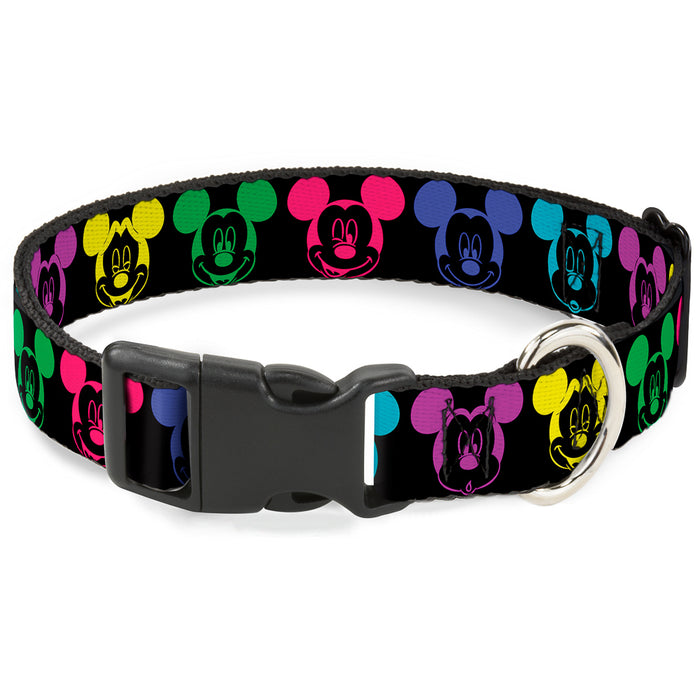 Plastic Clip Collar - Mickey Expressions Black/Multi Neon Plastic Clip Collars Disney   