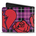 Bi-Fold Wallet - Broken Hearts & Roses w Fuchsia Plaid Bi-Fold Wallets Buckle-Down   