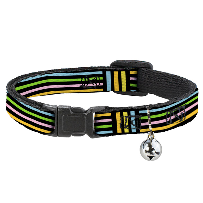 Cat Collar Breakaway - Stripe Blocks Black Multi Pastel Breakaway Cat Collars Buckle-Down   