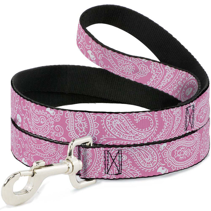 Dog Leash - Bandana/Skulls Pink/White Dog Leashes Buckle-Down   