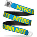 BD Wings Logo CLOSE-UP Full Color Black Silver Seatbelt Belt - HATERS GONNA HATE Turquoise/Yellow Webbing Seatbelt Belts Buckle-Down   