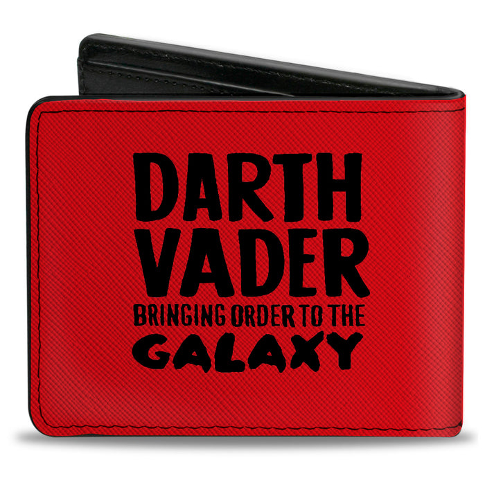 Bi-Fold Wallet - Star Wars Darth Vader Face + BRINGING ORDER TO THE GALAXY Text Red Black Bi-Fold Wallets Star Wars   