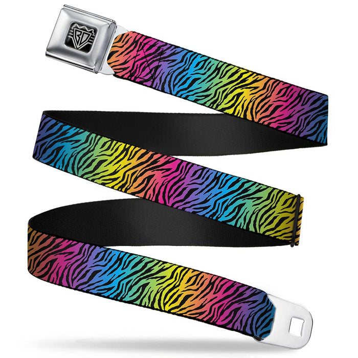 BD Wings Logo CLOSE-UP Full Color Black Silver Seatbelt Belt - Zebra Rainbow Ombre Webbing Seatbelt Belts Buckle-Down   