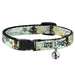Cat Collar Breakaway with Bell - The Princess and the Frog Tiana Palace Pose with Script and Flowers Greens - NARROW Fits 8.5-12" Breakaway Cat Collars Disney   