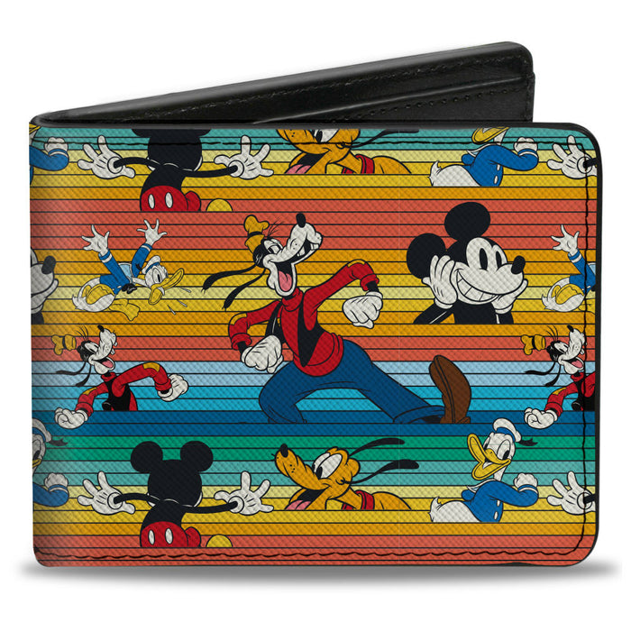 Bi-Fold Wallet - Disney Mickey and Friends Stripes Multi Color Bi-Fold Wallets Disney   