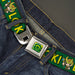 Loki Face Icon Full Color Yellow/Greens Seatbelt Belt - Kawaii LOKI Standing Pose/Text Green/Yellow Webbing Seatbelt Belts Marvel Comics   