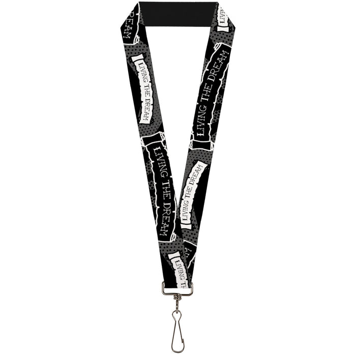 Lanyard - 1.0" - LIVING THE DREAM Scroll Gray Black White Lanyards Buckle-Down   