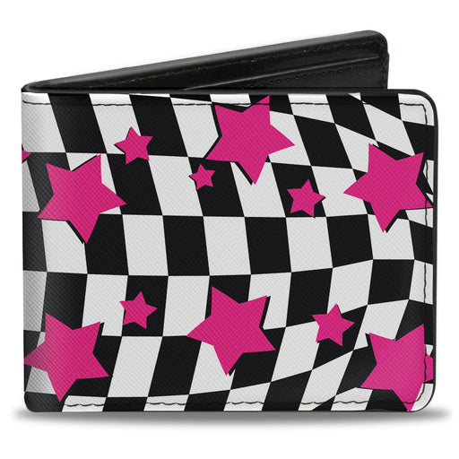 Bi-Fold Wallet - Checker & Stars Black White Pink Bi-Fold Wallets Buckle-Down   