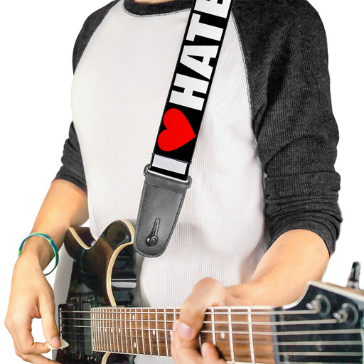 Guitar Strap - I "HEART" HATERS Black White Red Guitar Straps Buckle-Down   