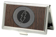 Business Card Holder - SMALL - Flash Logo Marquetry Black Walnut Metal Business Card Holders DC Comics   