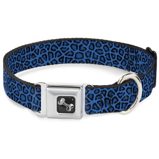 Dog Bone Seatbelt Buckle Collar - Leopard Turquoise Seatbelt Buckle Collars Buckle-Down   