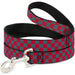 Dog Leash - Checker Crimson Red/Gray Dog Leashes Buckle-Down   