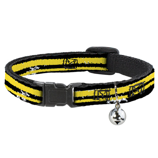 Cat Collar Breakaway - Racing Stripe2 Weathered Black Yellow Breakaway Cat Collars Buckle-Down   