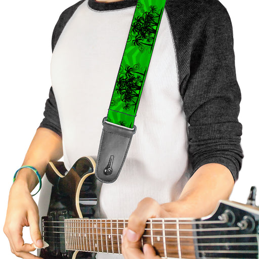 Guitar Strap - Palm Trees Greens Black Guitar Straps Buckle-Down   