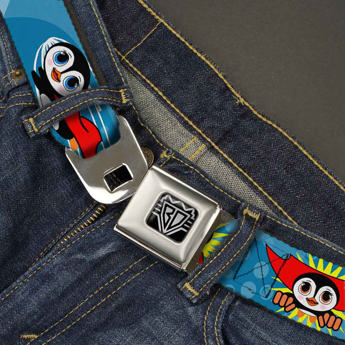 BD Wings Logo CLOSE-UP Full Color Black Silver Seatbelt Belt - Penguin Superhero Blue Bubbles Webbing Seatbelt Belts Buckle-Down   