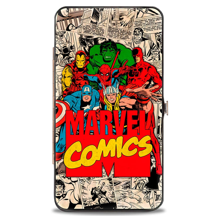 MARVEL COMICS Hinged Wallet - 6-Retro Avengers Group Pose MARVEL COMICS Logo Stacked Comic Scenes Hinged Wallets Marvel Comics   