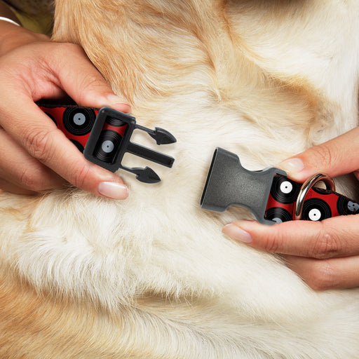 Plastic Clip Collar - Vinyl Records Red/Black/Gray/White Plastic Clip Collars Buckle-Down   