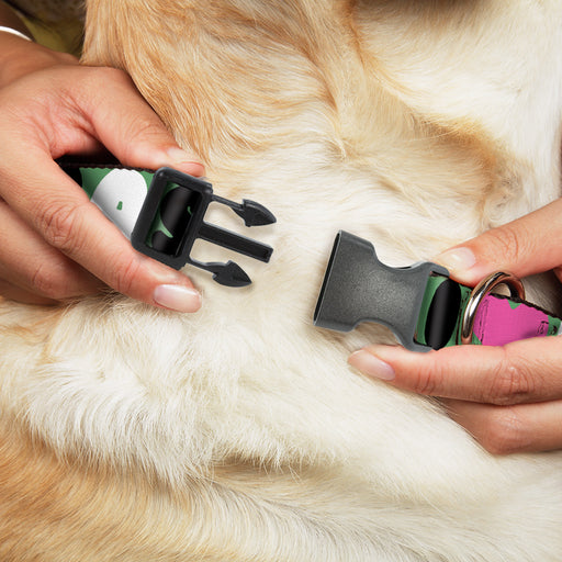 Plastic Clip Collar - I "Heart" PANDAS Green/White/Black/Pink Plastic Clip Collars Buckle-Down   