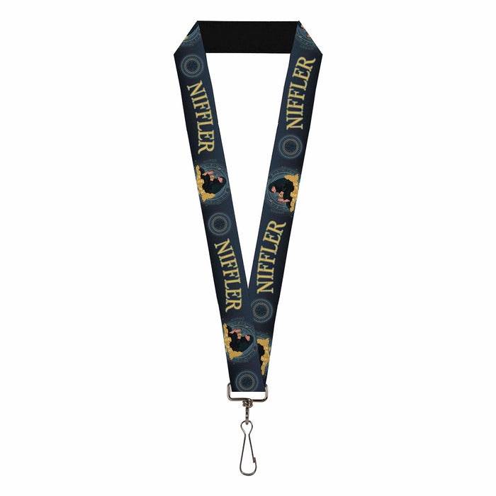 Lanyard - 1.0" - Fantastic Beasts The Crimes of Grindelwald NIFFLER Gold Coin Pose NS Monogam Blues Gold Lanyards The Wizarding World of Harry Potter Default Title  