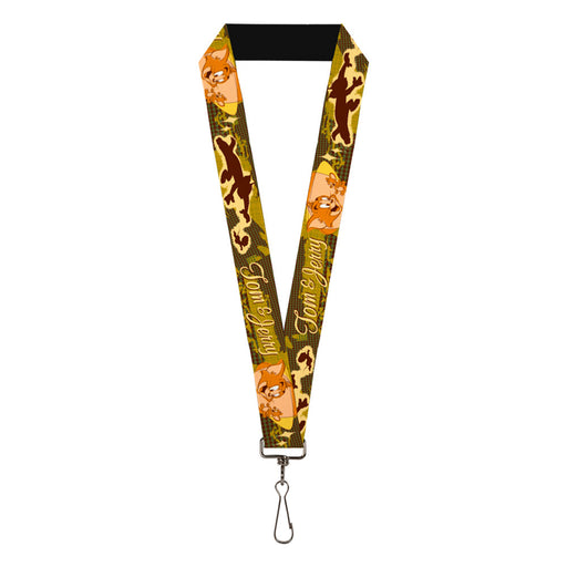 Lanyard - 1.0" - TOM & JERRY Tom Chasing Jerry Houndstooth Browns Lanyards Tom and Jerry   