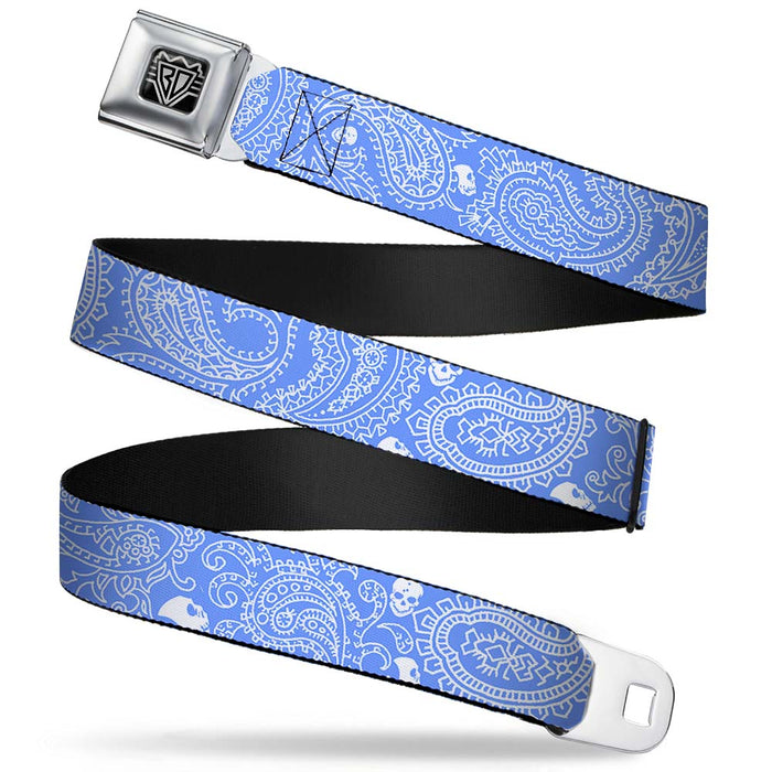 BD Wings Logo CLOSE-UP Full Color Black Silver Seatbelt Belt - Bandana/Skulls Baby Blue/White Webbing Seatbelt Belts Buckle-Down   