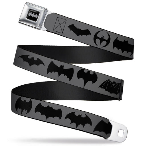 Batman Black Silver Seatbelt Belt - Bat Logo Transitions Gray/Black Webbing Seatbelt Belts DC Comics   