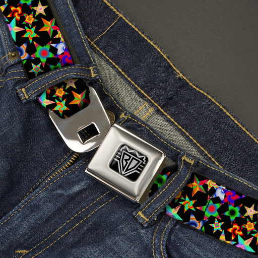 BD Wings Logo CLOSE-UP Full Color Black Silver Seatbelt Belt - Kaleidostarz Webbing Seatbelt Belts Buckle-Down   