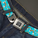 BD Wings Logo CLOSE-UP Full Color Black Silver Seatbelt Belt - Rainbows Scattered Blue Webbing Seatbelt Belts Buckle-Down   