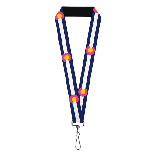 Lanyard - 1.0" - Colorado Flags6 Repeat Blue White Pink Yellow Lanyards Buckle-Down   