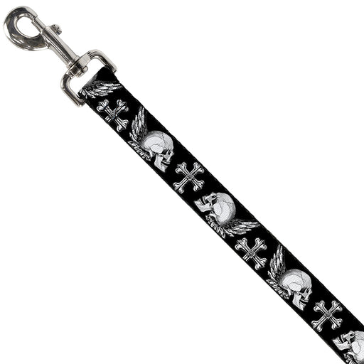 Dog Leash - BD Skulls w/Wings Black/White Dog Leashes Buckle-Down   