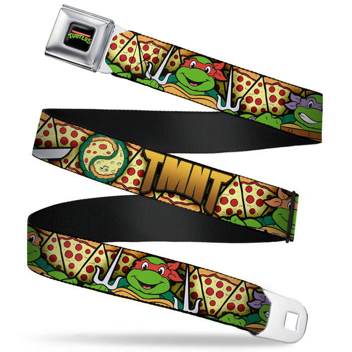 Classic TMNT Logo Full Color Seatbelt Belt - Classic Teenage Mutant Ninja Turtles Turtle Poses/Pizza Slices Webbing Seatbelt Belts Nickelodeon   