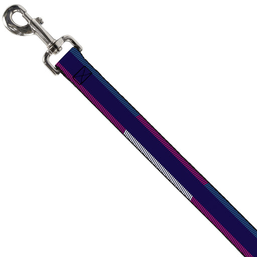 Dog Leash - Hash Mark Stripe Navy/Turquoise/Fuchsia/White Dog Leashes Buckle-Down   