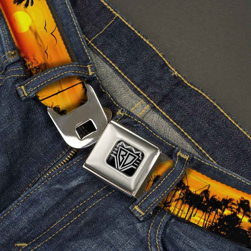 BD Wings Logo CLOSE-UP Full Color Black Silver Seatbelt Belt - Golden Sunset Webbing Seatbelt Belts Buckle-Down   