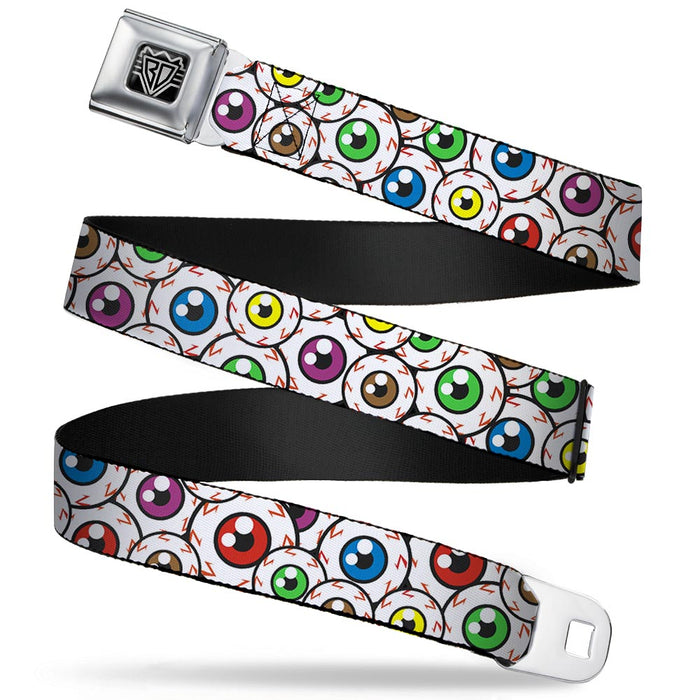 BD Wings Logo CLOSE-UP Full Color Black Silver Seatbelt Belt - Eyeballs Stacked Webbing Seatbelt Belts Buckle-Down   