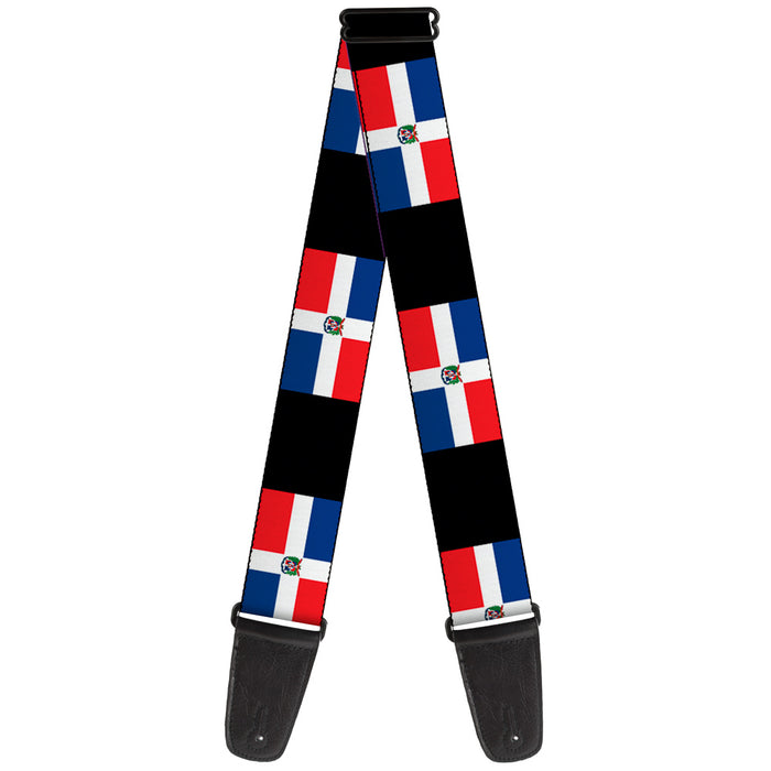 Guitar Strap - Dominican Republic Flags Black Black Guitar Straps Buckle-Down   