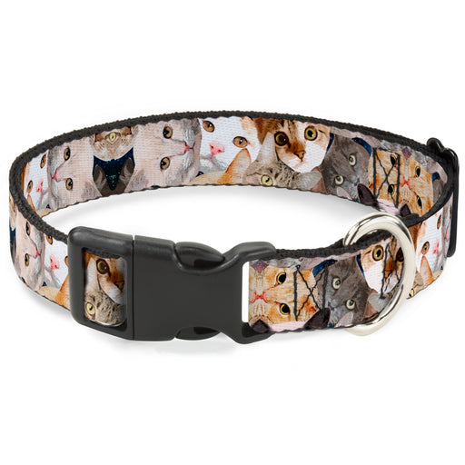 Plastic Clip Collar - Cat Faces Stacked Plastic Clip Collars Buckle-Down   