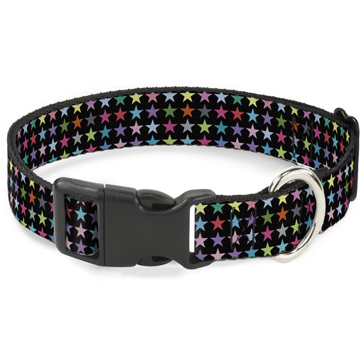 Plastic Clip Collar - Mini Stars Black/Multi Color Plastic Clip Collars Buckle-Down   