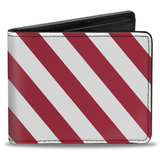 Bi-Fold Wallet - Diagonal Stripes2 White Burgundy Bi-Fold Wallets Buckle-Down   