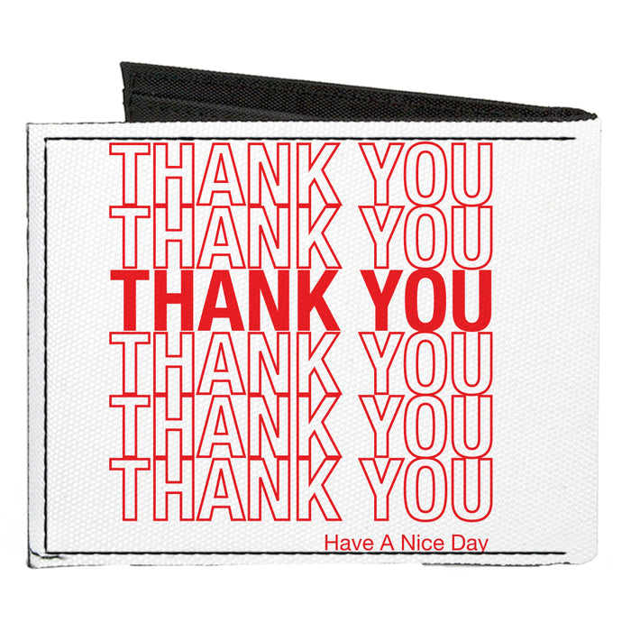 Canvas Bi-Fold Wallet - THANK YOU HAVE A NICE DAY Bag Print White Red Canvas Bi-Fold Wallets Buckle-Down   