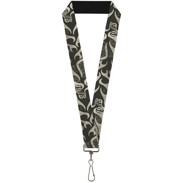 Lanyard - 1.0" - BD AUTHENTIC SEATBELT BELT SINCE 1993 Flames Olive Tan Lanyards Buckle-Down   