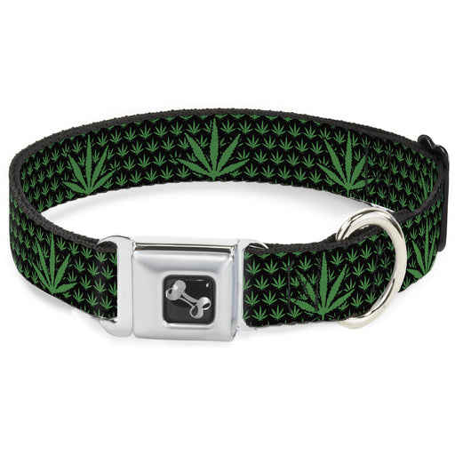 Buckle-Down Seatbelt Buckle Dog Collar - Marijuana Garden Black/Green Seatbelt Buckle Collars Buckle-Down   